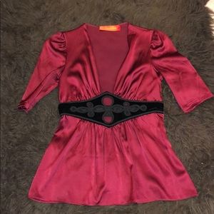 ingwa melero silk Maroon blouse black design s